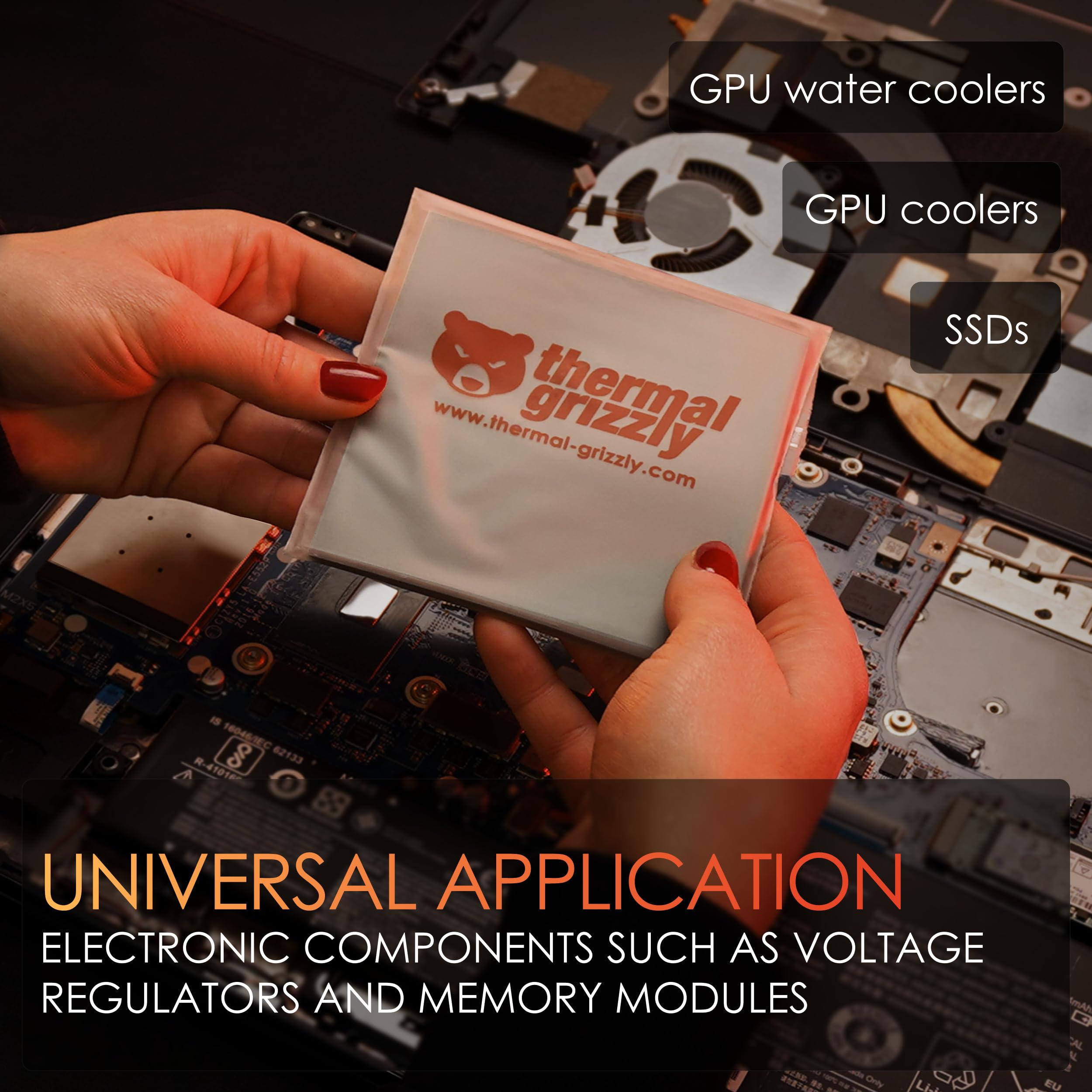 Thermal Grizzly Minus Pad Pro – 2-Pack Thermal Interface Pad, 120x20x0.5mm, Electrically Non-Conductive, High Thermal Conductivity & Compressibility for SSDs, GPUs & Electronics