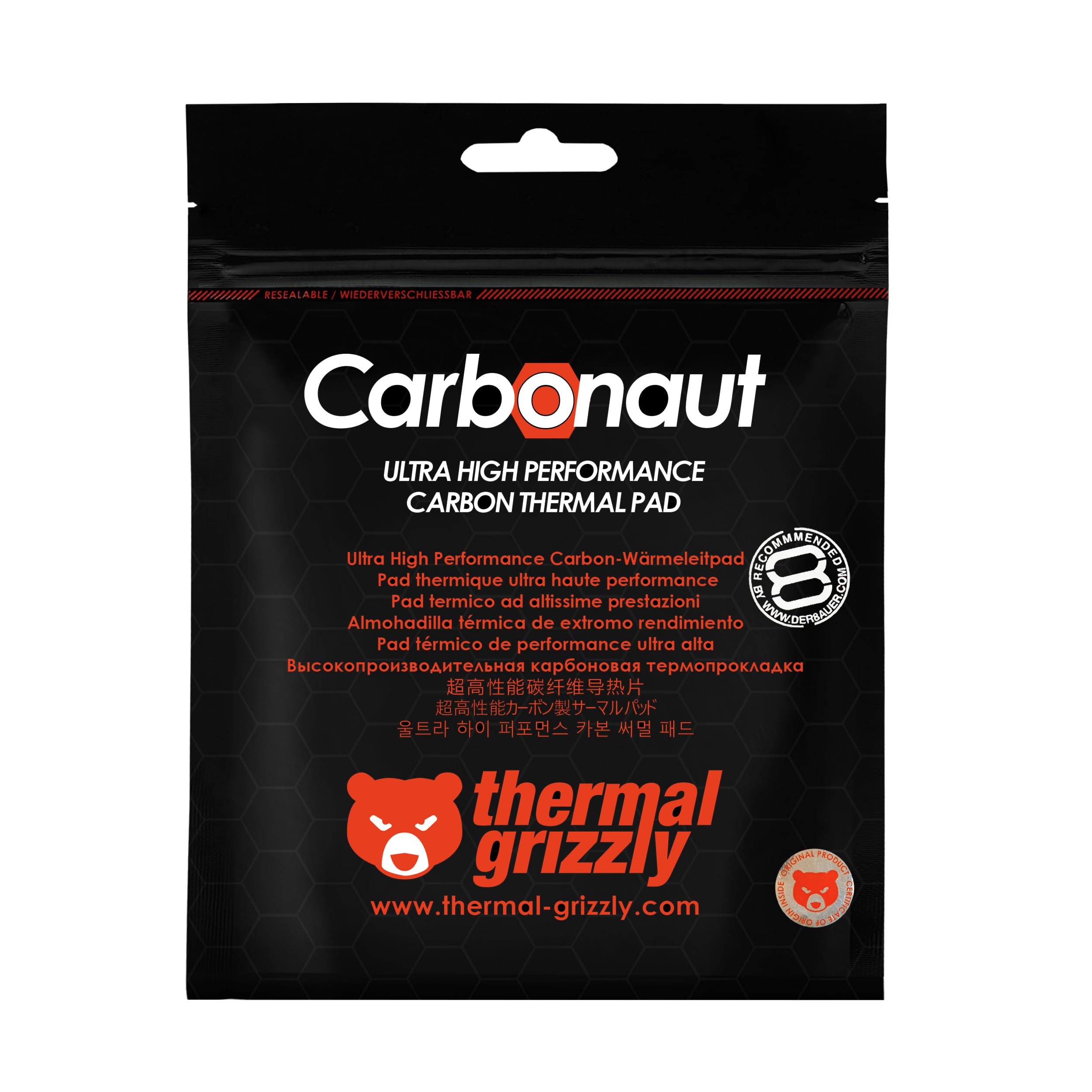 Thermal Grizzly Carbonaut - Carbon Thermal Pad - Non-Adhesive, Flexible and Reusable - Very High Thermal Conductivity - Conducts Electricity