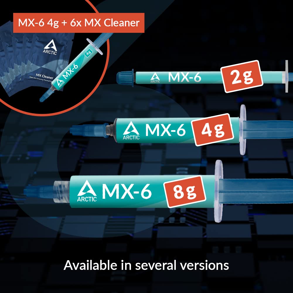 Arctic MX-6 Ultimate Performance Thermal Paste for CPU, Consoles, Graphics Cards, laptops, Very high Thermal Conductivity, Long Durability, Non-Conductive
