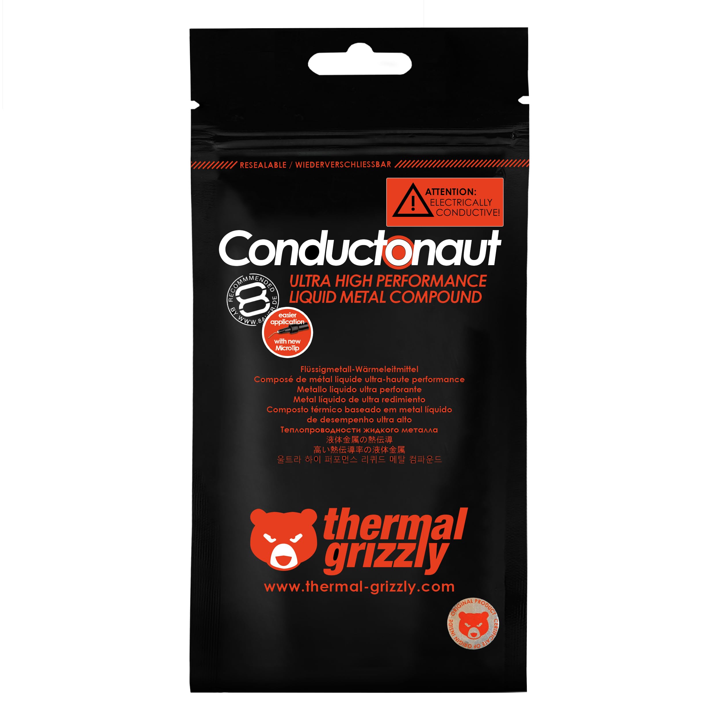 Thermal Grizzly Conductonaut - Aluminum, Thermal Paste Based on Liquid Metal - Not Suitable for Large Cooling Systems - Liquid Metal Thermal Paste for Cooling The CPU, GPU