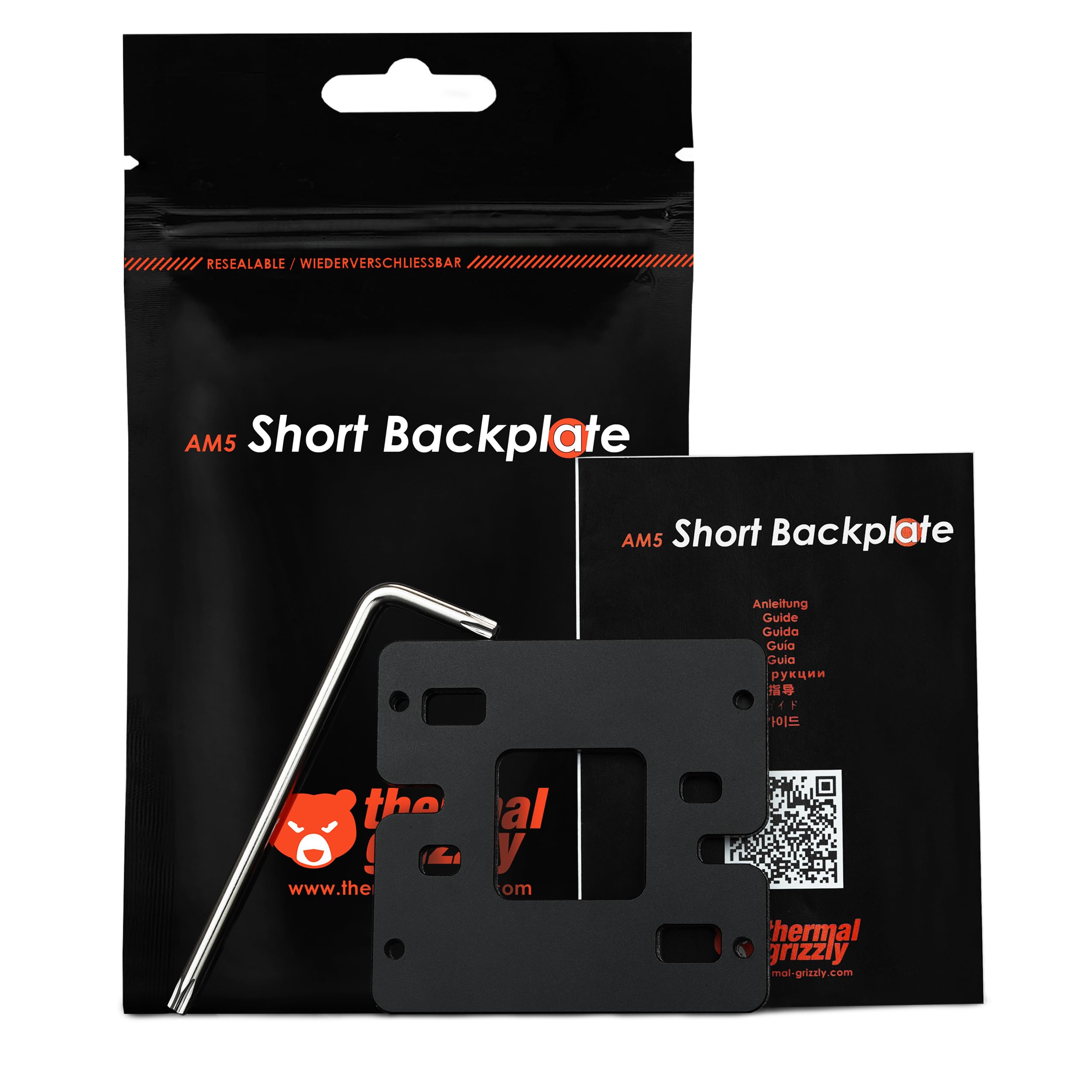 Thermal Grizzly AM5 Short Backplate - Extends Cooler Compatibility for AMD AM5 Motherboards - Shortened Mounting Plate to Replace The Original AM5 Backplate