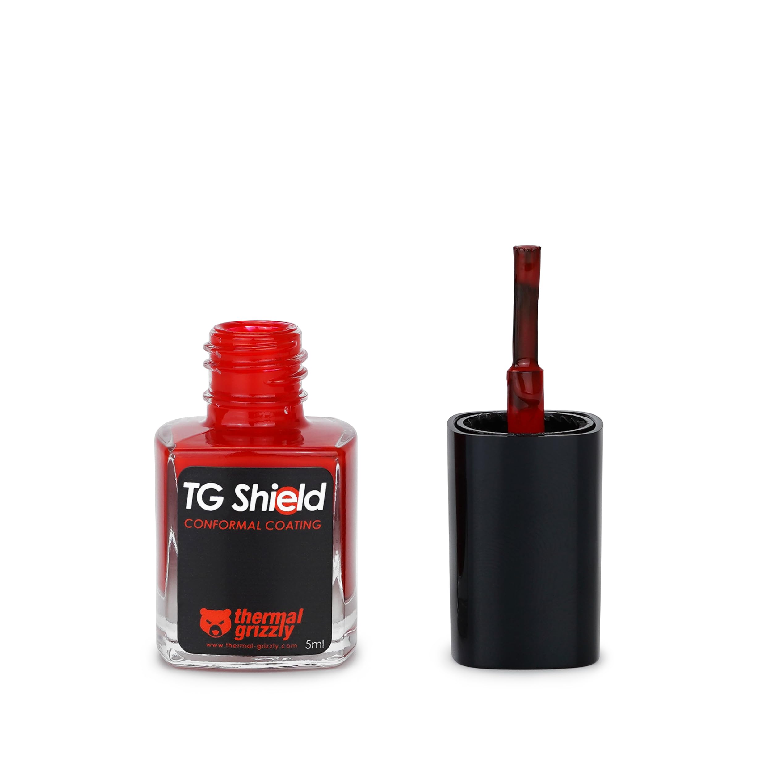 Thermal Grizzly TG Shield (5ml red) - Protects Components From Liquid Thermal Paste and Short Circuits - High Temperature Conformal Coating CPU/GPU/PS4/PS5/Xbox