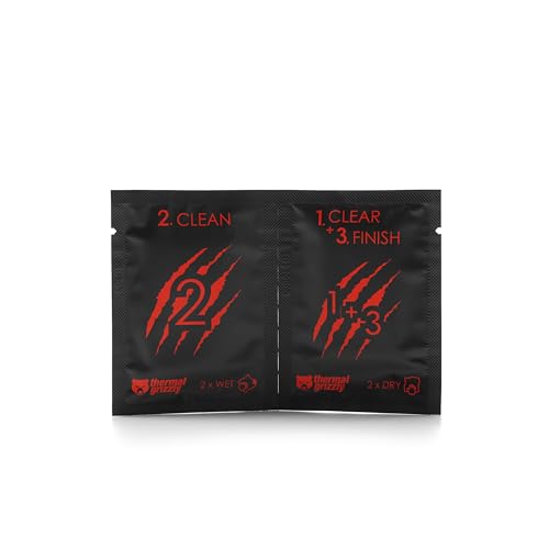 Thermal Grizzly TG Cleaning Wipes (10 Pcs - 20 Wet & 20 Dry Wipes) - Clean and Degrease Surfaces - Optimal Adhesion of Thermal Conductive Materials