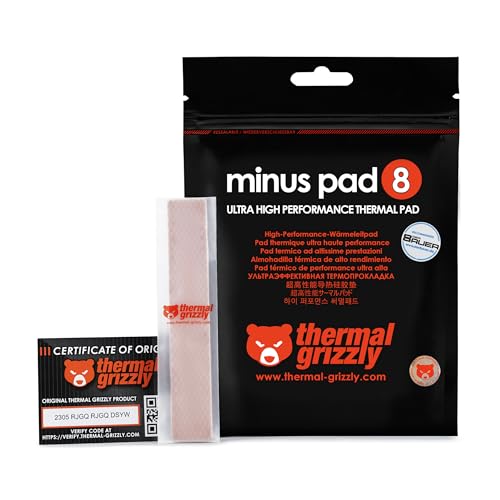 Thermal Grizzly Minus Pad 8-120x20mm Thermal Interface Pad, Electrically Non-Conductive, High Thermal Conductivity & Compressibility for SSDs, GPUs & Electronics