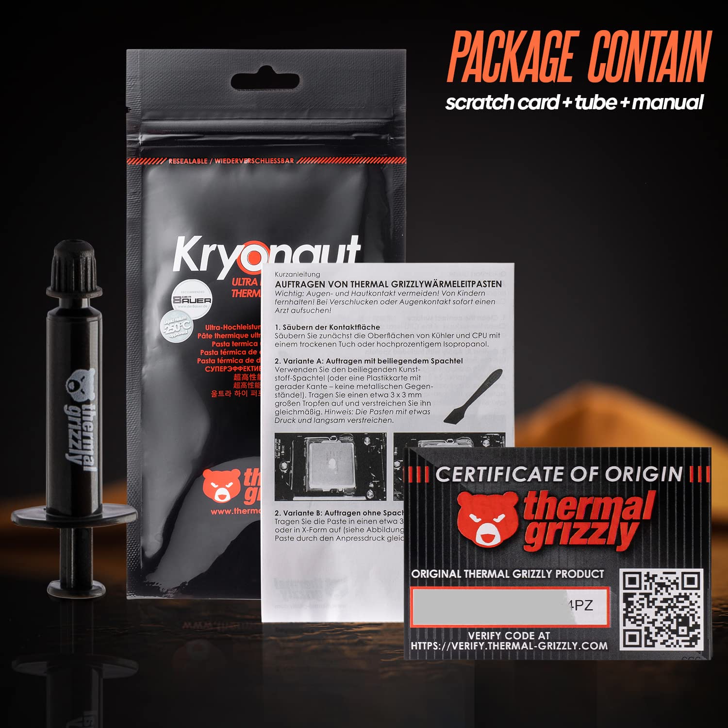 Thermal Grizzly Kryonaut CPU Thermal Paste - High Performance PC Thermal Paste Kit for Cooling All Processors, Graphics Cards and Heat Sinks in Computers and Consoles - Thermal Grease 1g