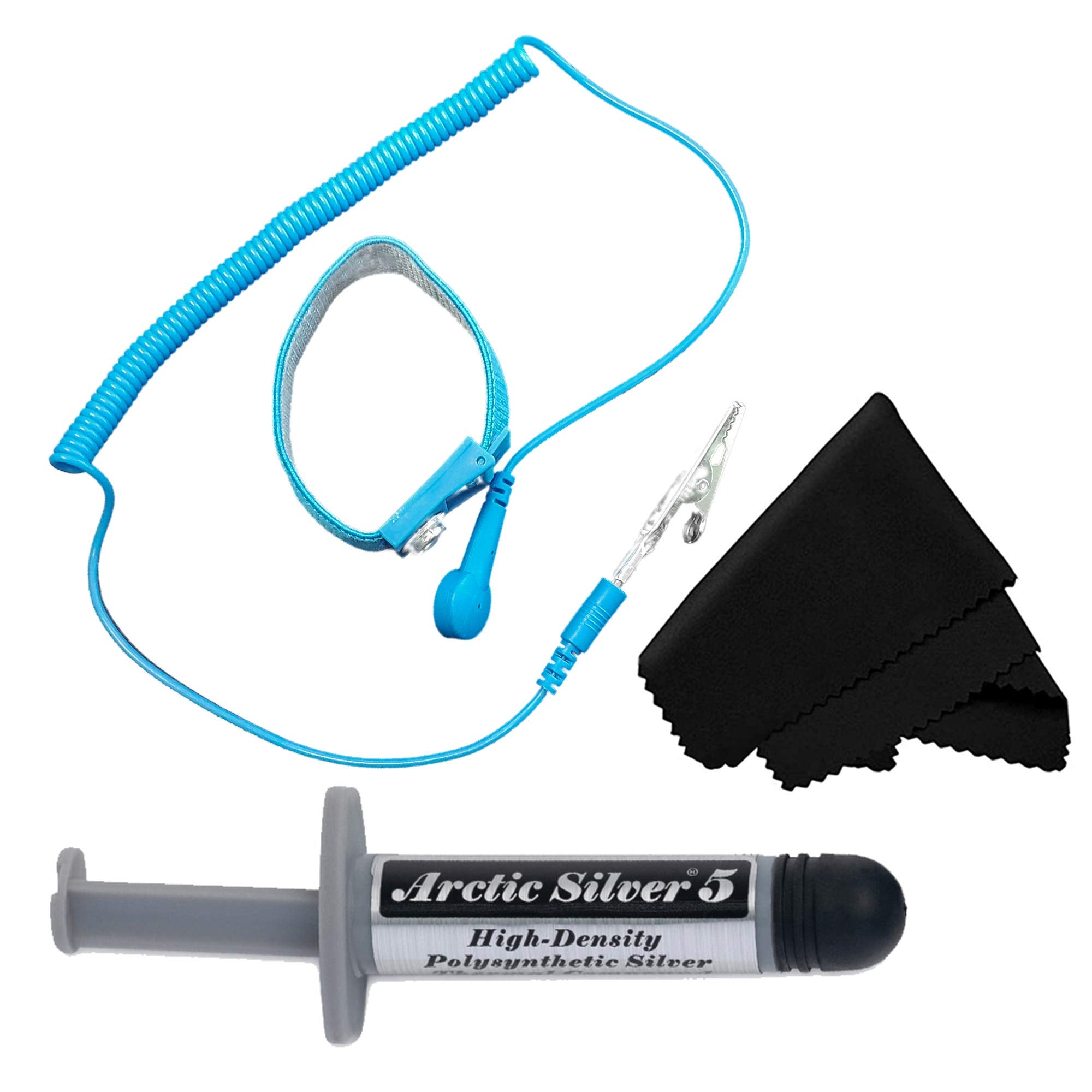 Nabob Deals - Arctic Silver 5 Thermal Compound paste High-Density Polysynthetic Silver - Bonus Cloth/ Anti Static Starter Kit