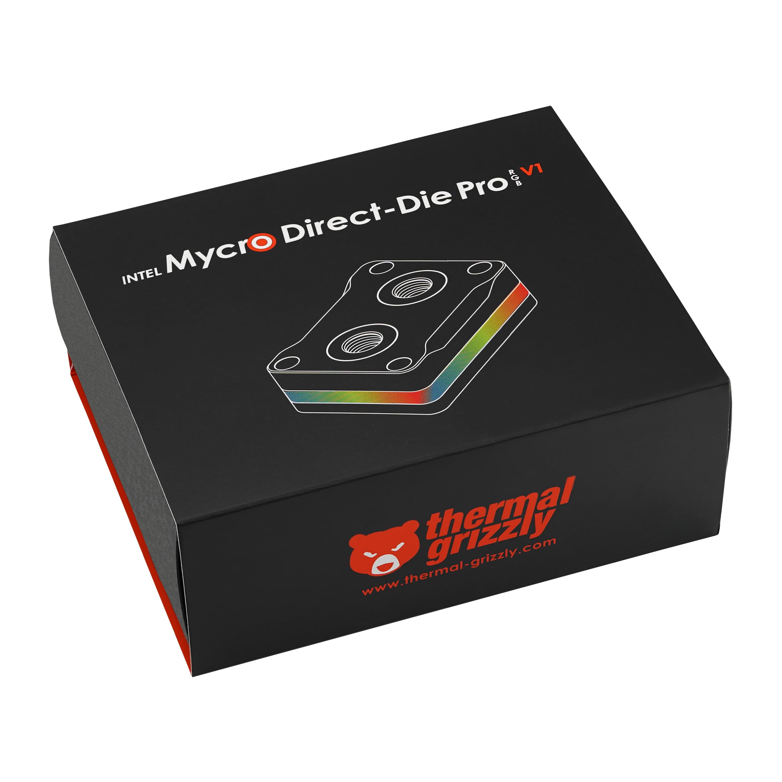 Thermal Grizzly Intel Mycro Direct-Die Pro RGB V1 Water Cooler – Nickel-Plated Copper Base, Optimized for Intel LGA1700 Platform, Enhanced Cooling Fins, Low Flow Resistance, RGB Lighting