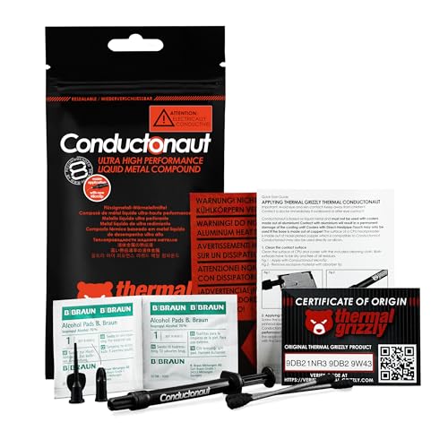 Thermal Grizzly Conductonaut - Aluminum, Thermal Paste Based on Liquid Metal - Not Suitable for Large Cooling Systems - Liquid Metal Thermal Paste for Cooling The CPU, GPU