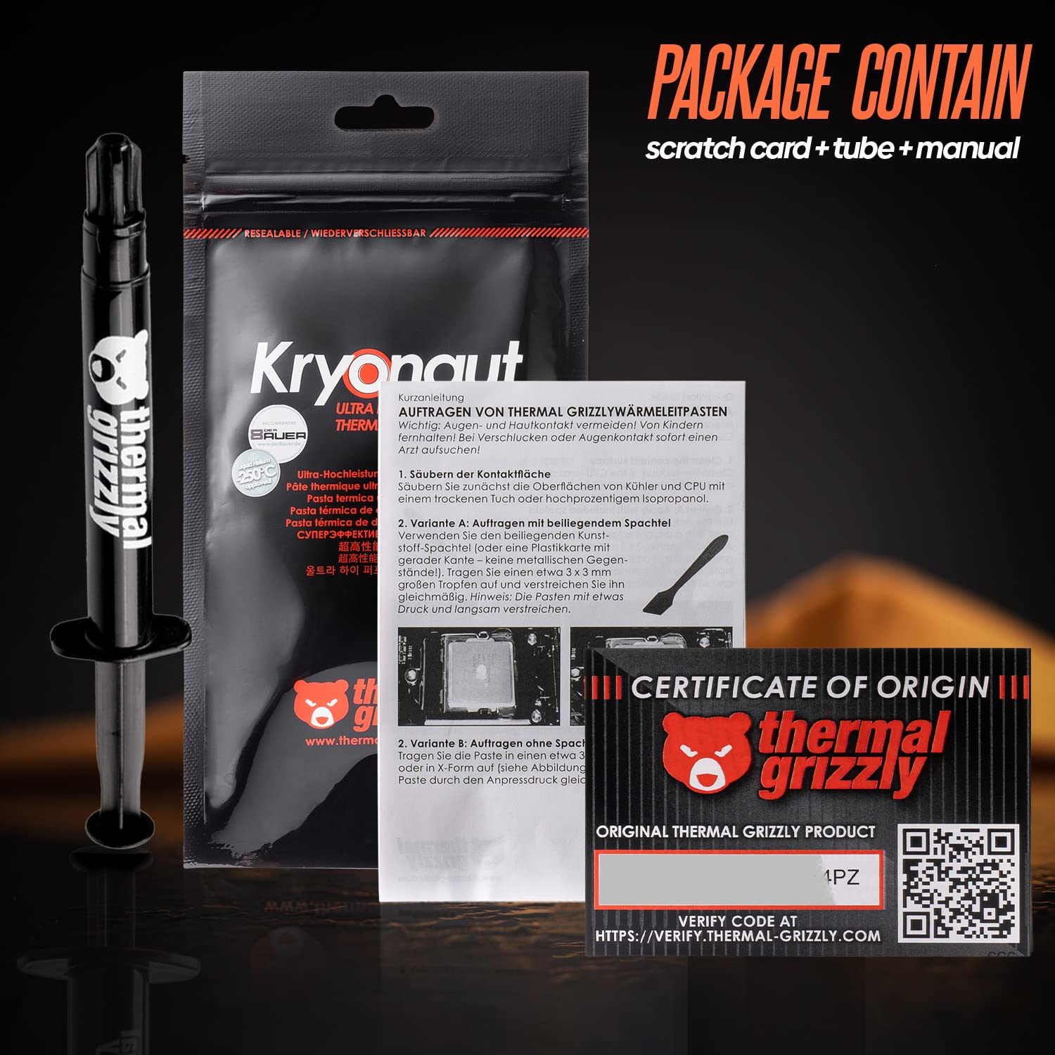 Thermal Grizzly Kryonaut The High Performance Thermal Paste Cooling All Processors, Graphics Cards and Heat Sinks in Computers and Consoles Combo Extra Spatula
