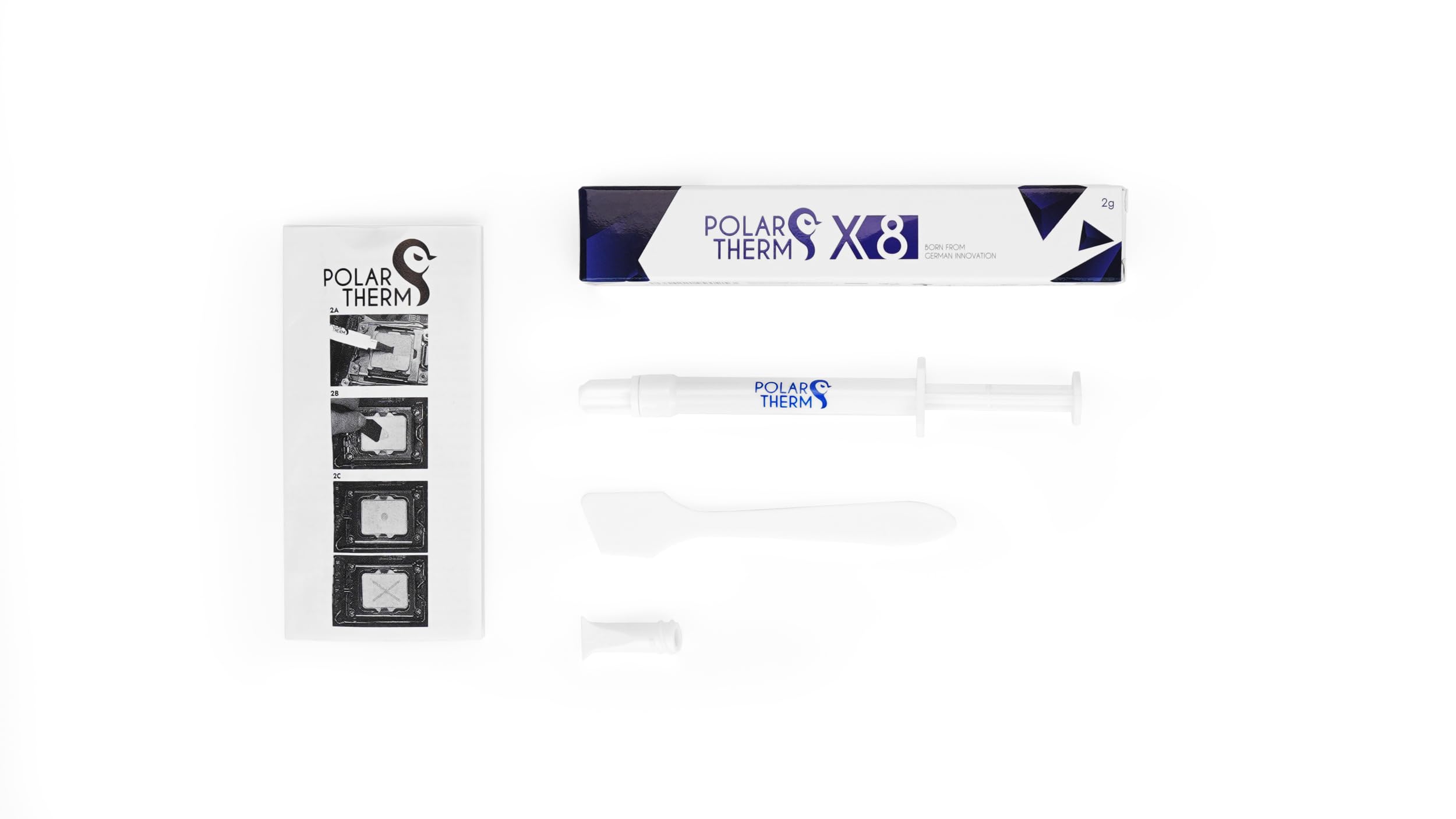 Polartherm X-8 by Thermal Grizzly - 5 Grams CPU Thermal Paste for CPU & GPU - High Thermal Conductivity, Long Durability, Non-Conductive Thermal Grease - Thermal Compound Kit with Spatula