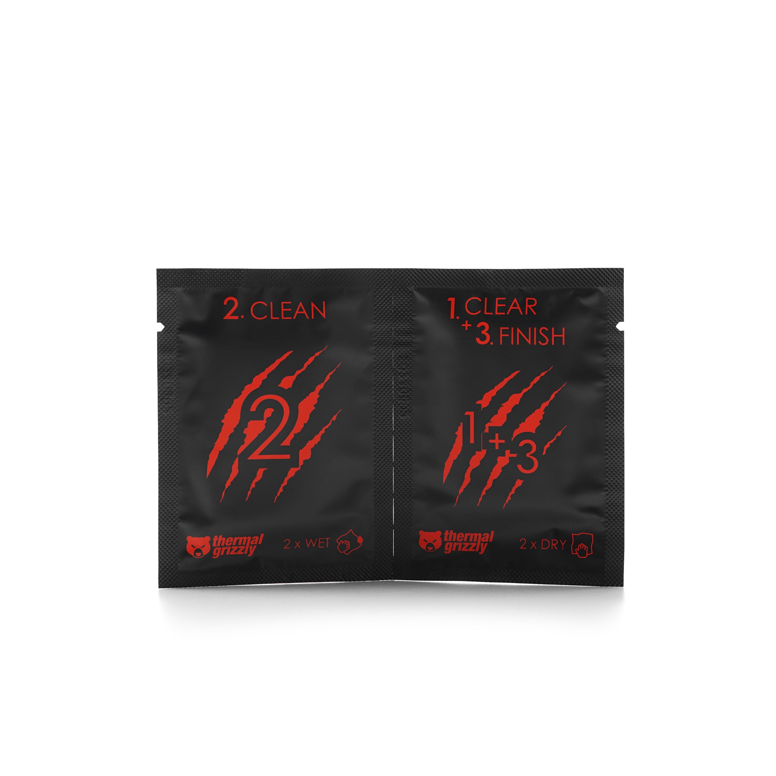Thermal Grizzly TG Cleaning Wipes (10 Pcs - 20 Wet & 20 Dry Wipes) - Clean and Degrease Surfaces - Optimal Adhesion of Thermal Conductive Materials