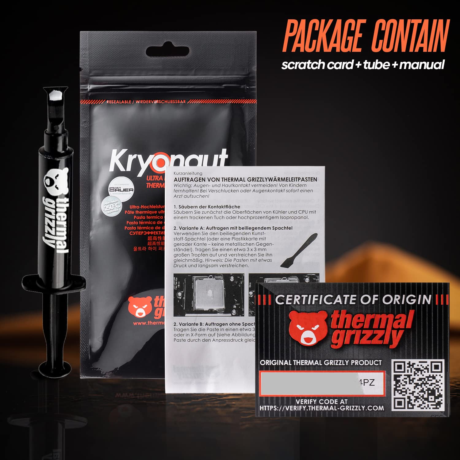 Thermal Grizzly Kryonaut The High Performance Thermal Paste Cooling All Processors, Graphics Cards and Heat Sinks in Computers and Consoles Combo Extra Spatula