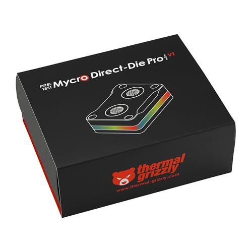 Thermal Grizzly Intel 1851 Mycro Direct-Die Pro RGB V1 Water Cooler with Nickel-Plated Copper Base and Micro Cooling Fins - Made in Germany