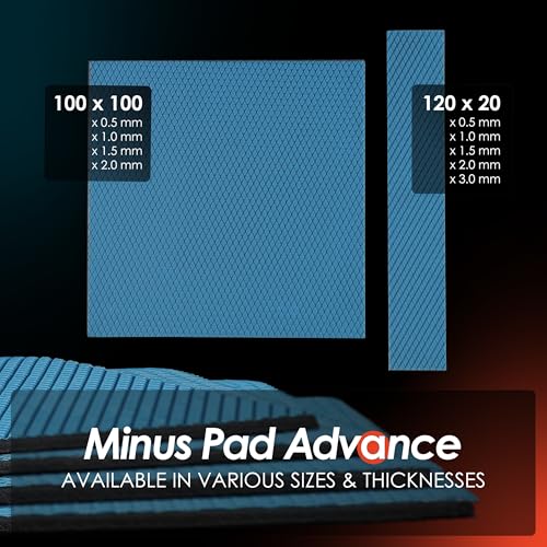 Thermal Grizzly Minus Pad Advance – 4-Pack Thermal Interface Pad, 120x20x3.0mm, Electrically Non-Conductive, High Thermal Conductivity & Compressibility for SSDs, GPUs & Electronics