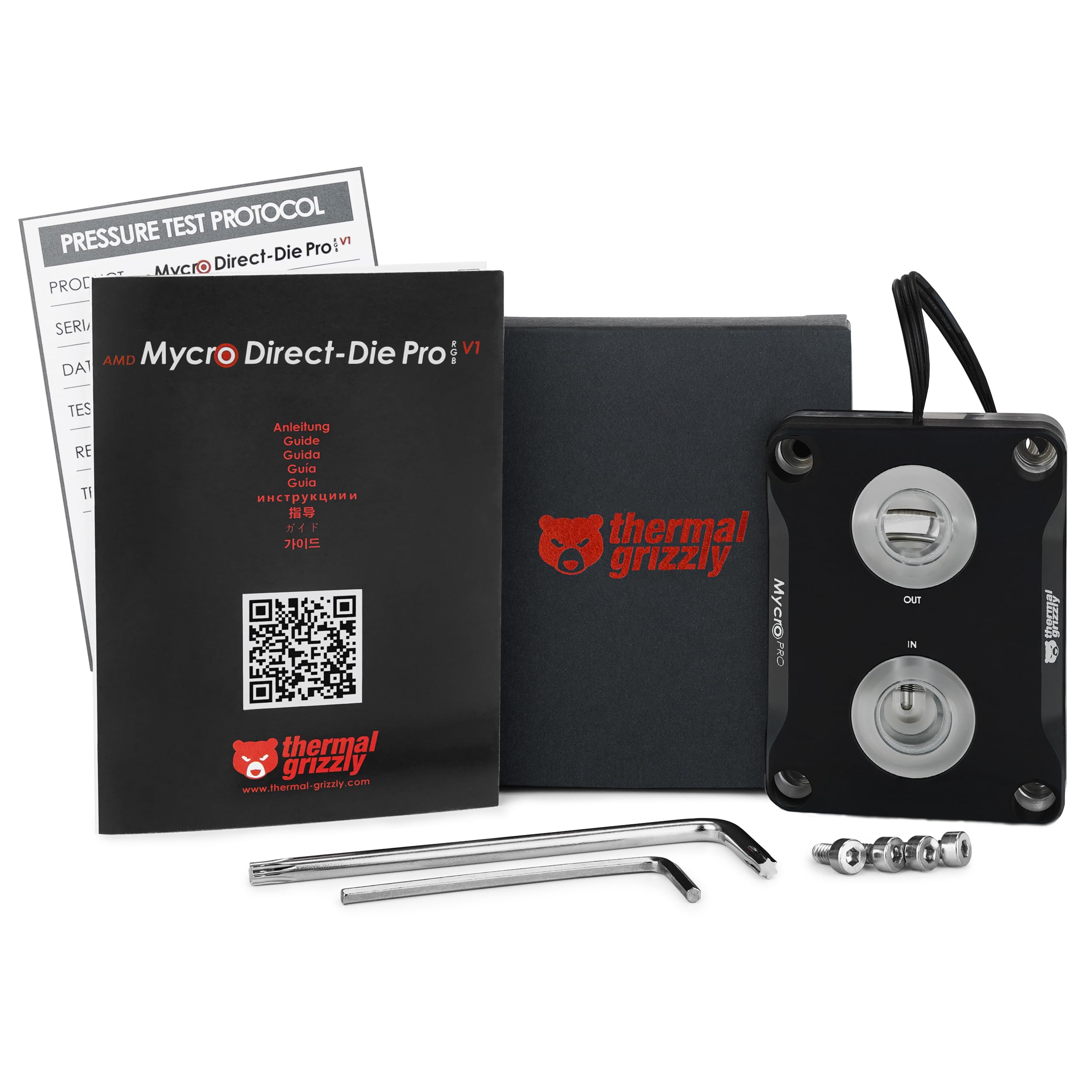 Thermal Grizzly AMD Mycro Direct-Die Pro RGB V1 - Water Cooler for AMD Processors - Replaces The Socket Activation Mechanism - CNC machined POM Cover - G1/4-inch Connections