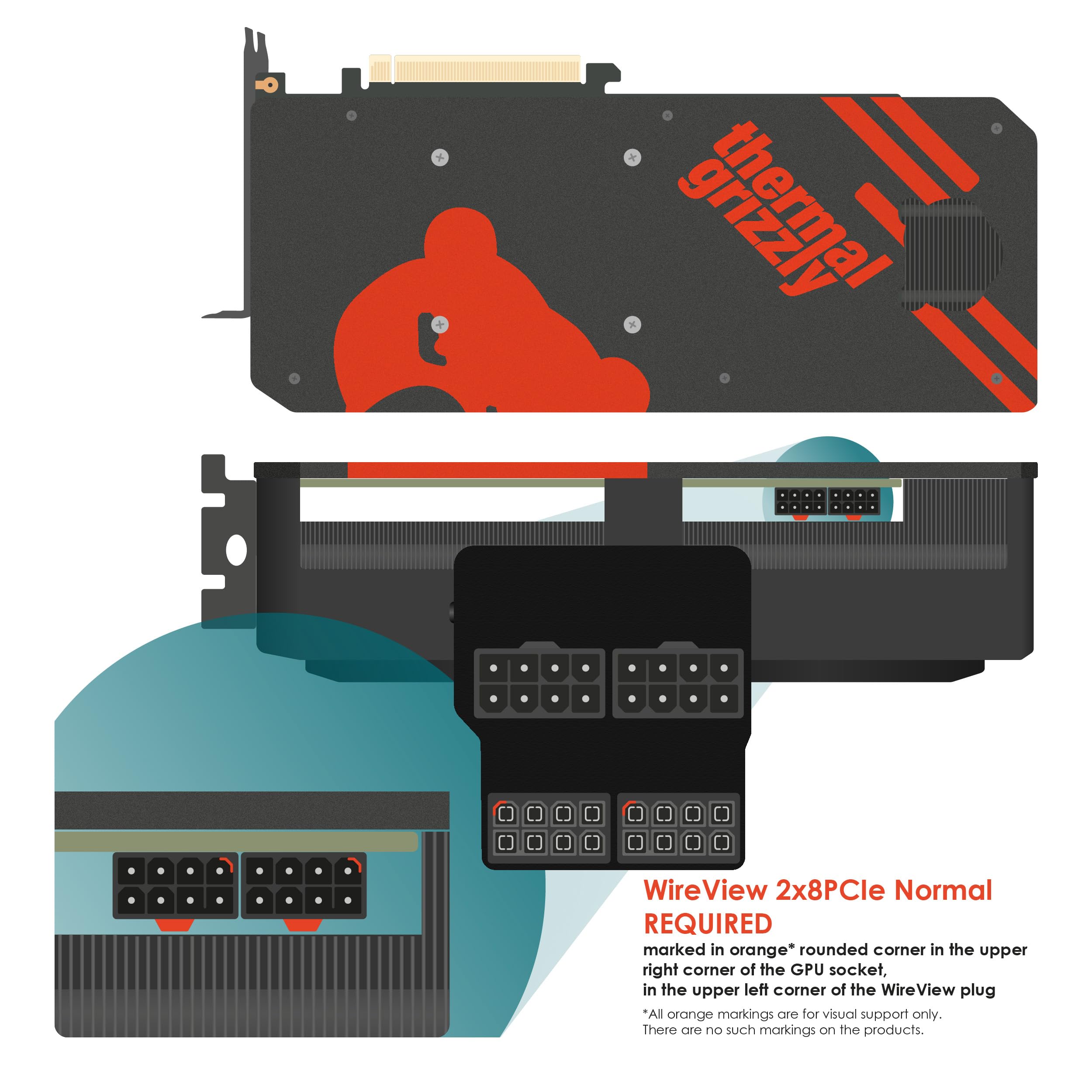 Thermal Grizzly WireView GPU - 2x8Pin PCIe Normal - GPU Power Consumption Measuring Device - PCIe Power Connector - Real Time Direct Monitoring - Made in Germany