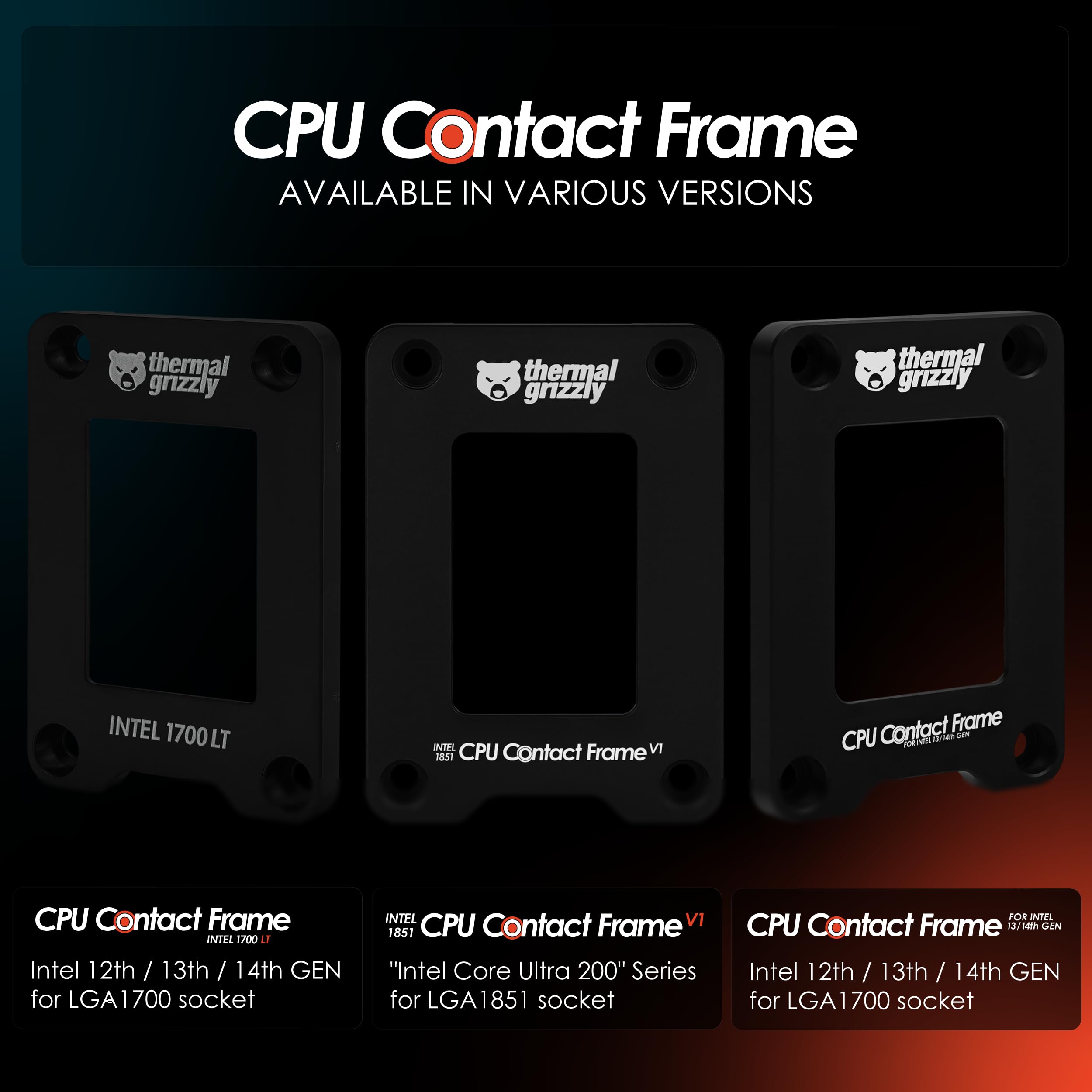 Thermal Grizzly - CPU Contact Frame Intel 13th & 14th Generation - for Optimized CPU Contact Pressure to Improve The Cooling Performance - Easy Install - by der8auer
