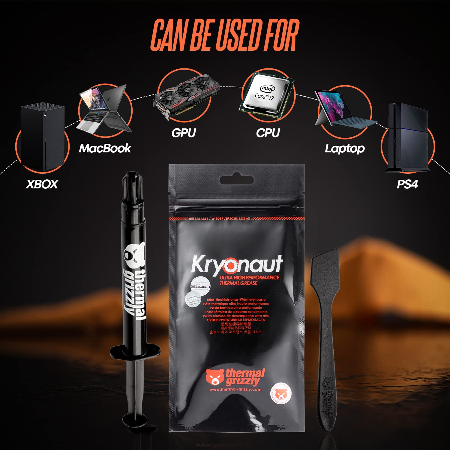 Thermal Grizzly Kryonaut The High Performance Thermal Paste Cooling All Processors, Graphics Cards and Heat Sinks in Computers and Consoles Combo Extra Spatula