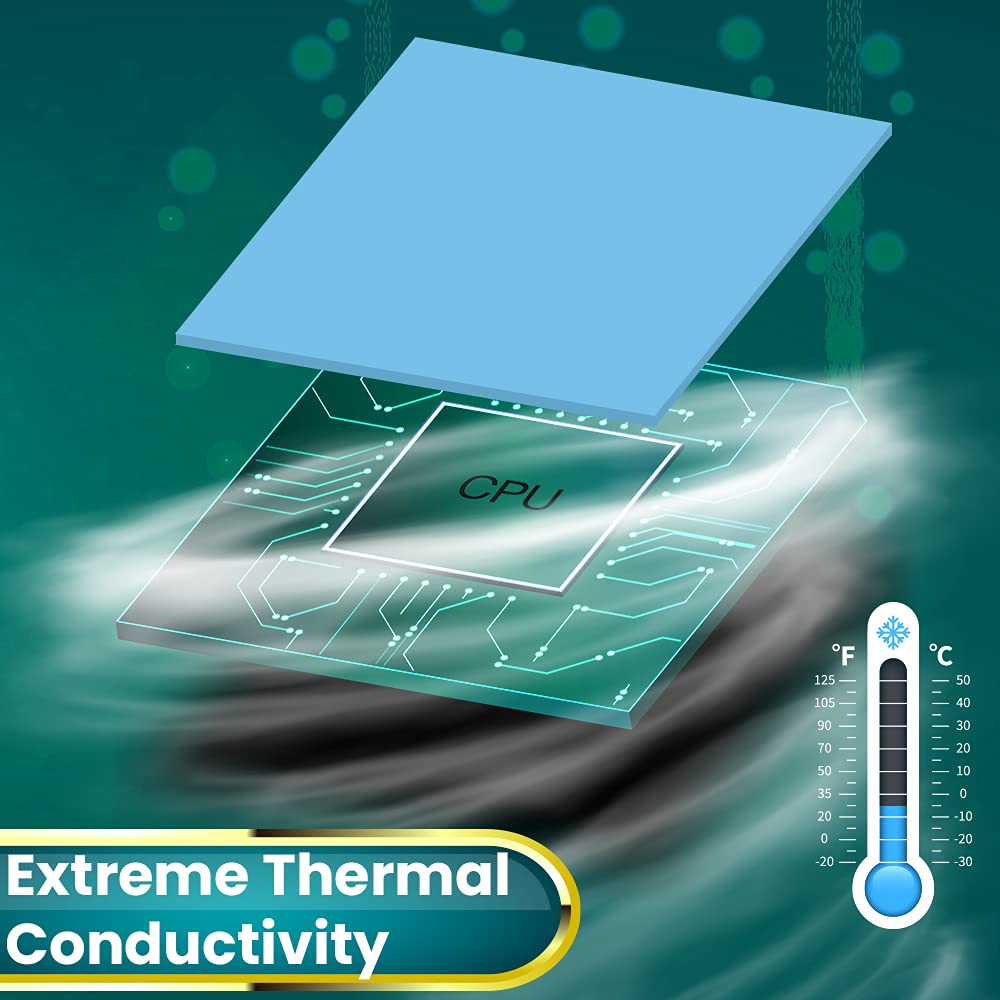 Nab Cooling Thermal Pad 15 W/mK, 90x50 Heat Resistance, Non-Conductive, High-Temperature Resistance, Silicone Thermal Pads for Laptop, Heatsink, GPU, CPU, LED & PS4