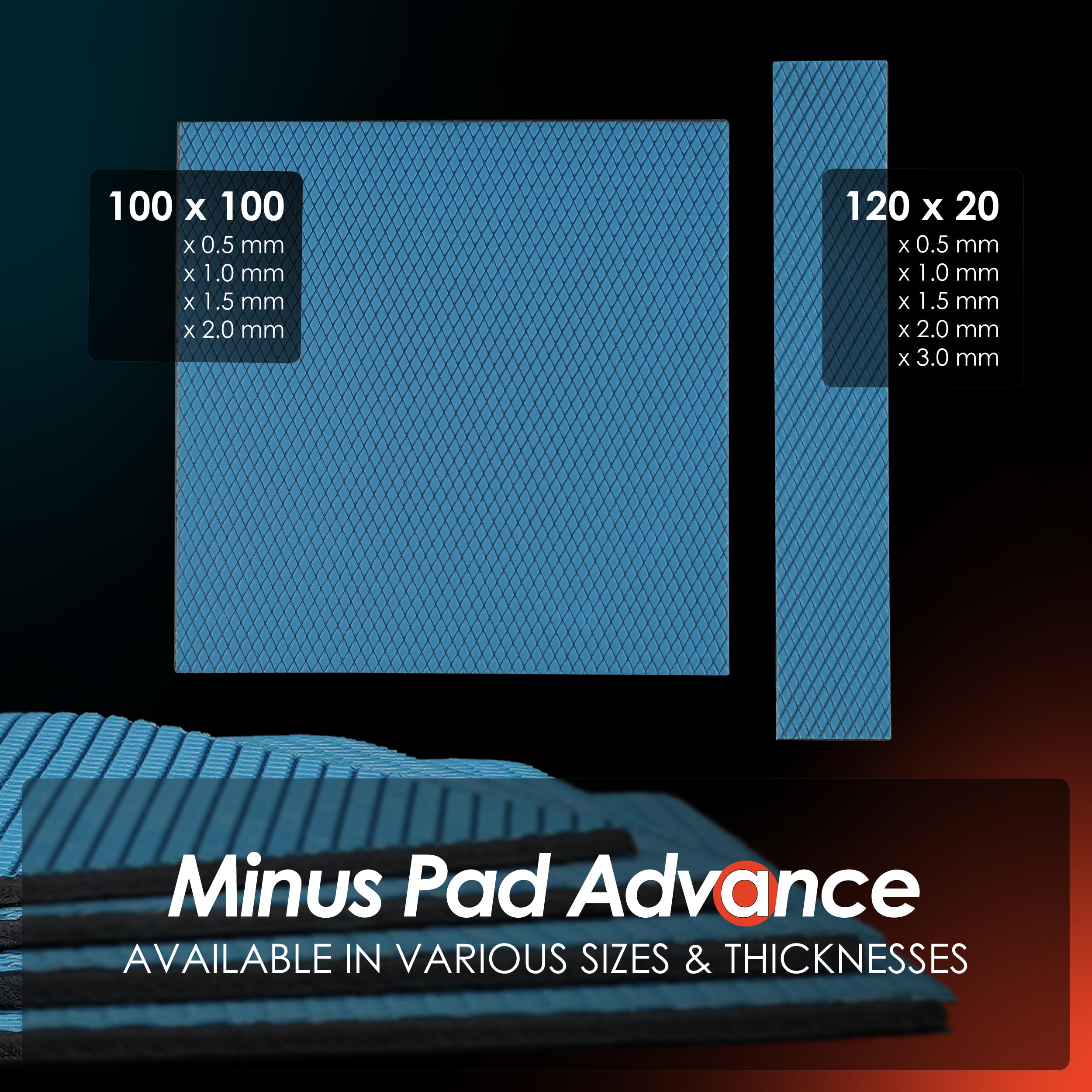 Thermal Grizzly Minus Pad Advance – 4-Pack Thermal Interface Pad, 120x20x3.0mm, Electrically Non-Conductive, High Thermal Conductivity & Compressibility for SSDs, GPUs & Electronics