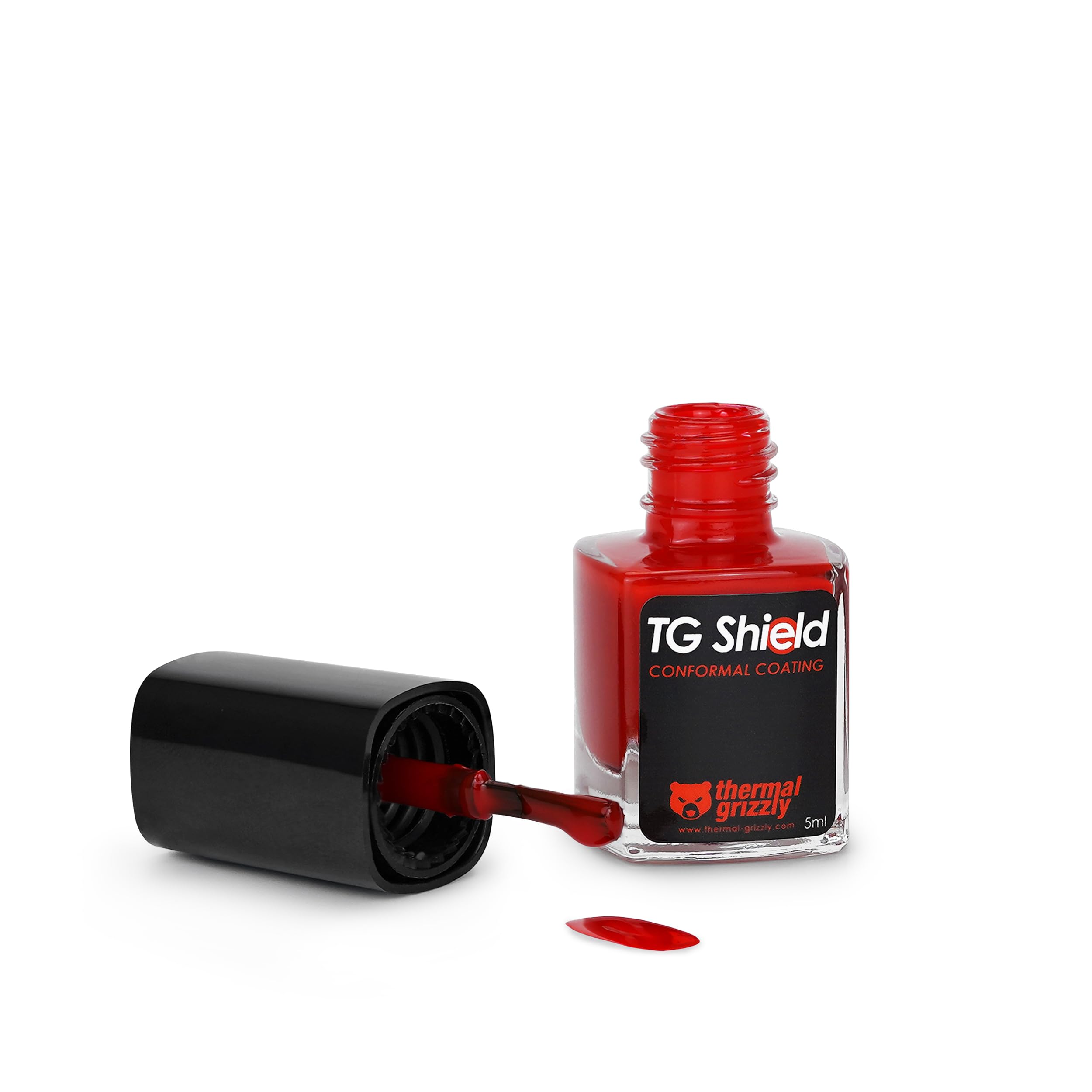 Thermal Grizzly TG Shield (5ml red) - Protects Components From Liquid Thermal Paste and Short Circuits - High Temperature Conformal Coating CPU/GPU/PS4/PS5/Xbox