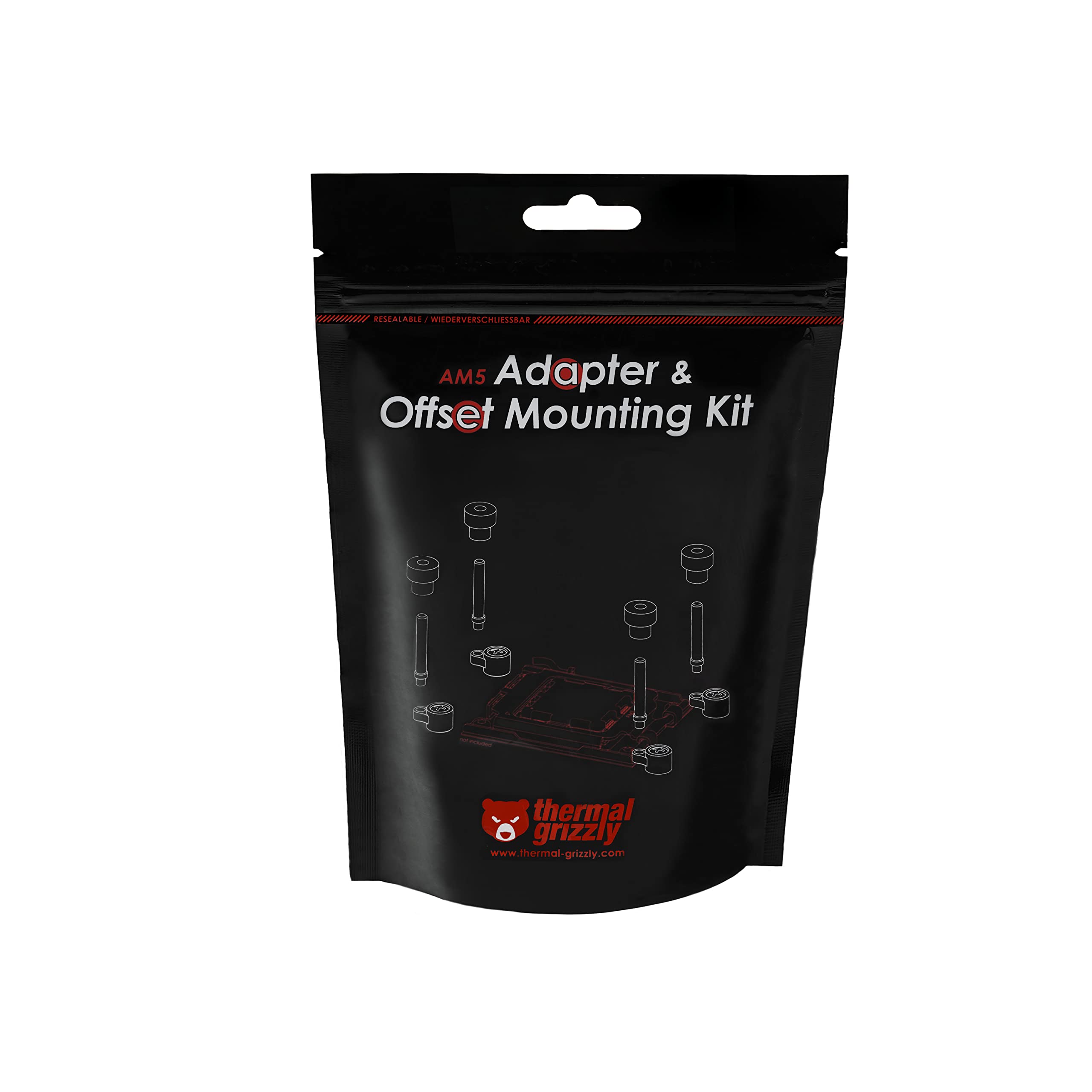 Thermal Grizzly AM5 Adapter & Offset Mounting Kit - AMD AM5 Socket - CPU Coolers can be Mounted Offset on The Processor to optimize Cooling Performance