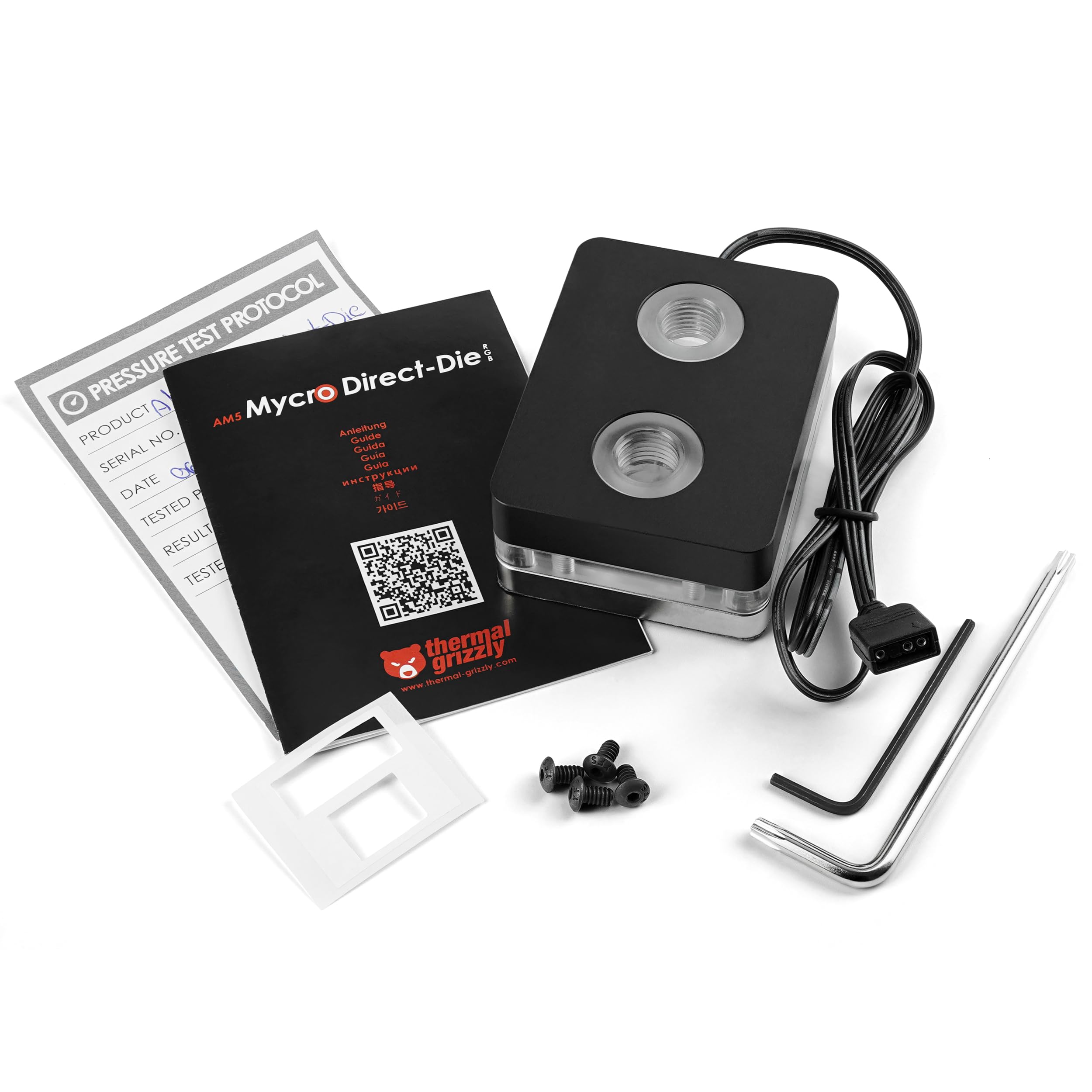 Thermal Grizzly AM5 Mycro Direct-Die RGB - Water Cooler for AMD Ryzen 7000 Series - Replaces The Socket Activation Mechanism SAM - G1/4" Connections - Made in Germany