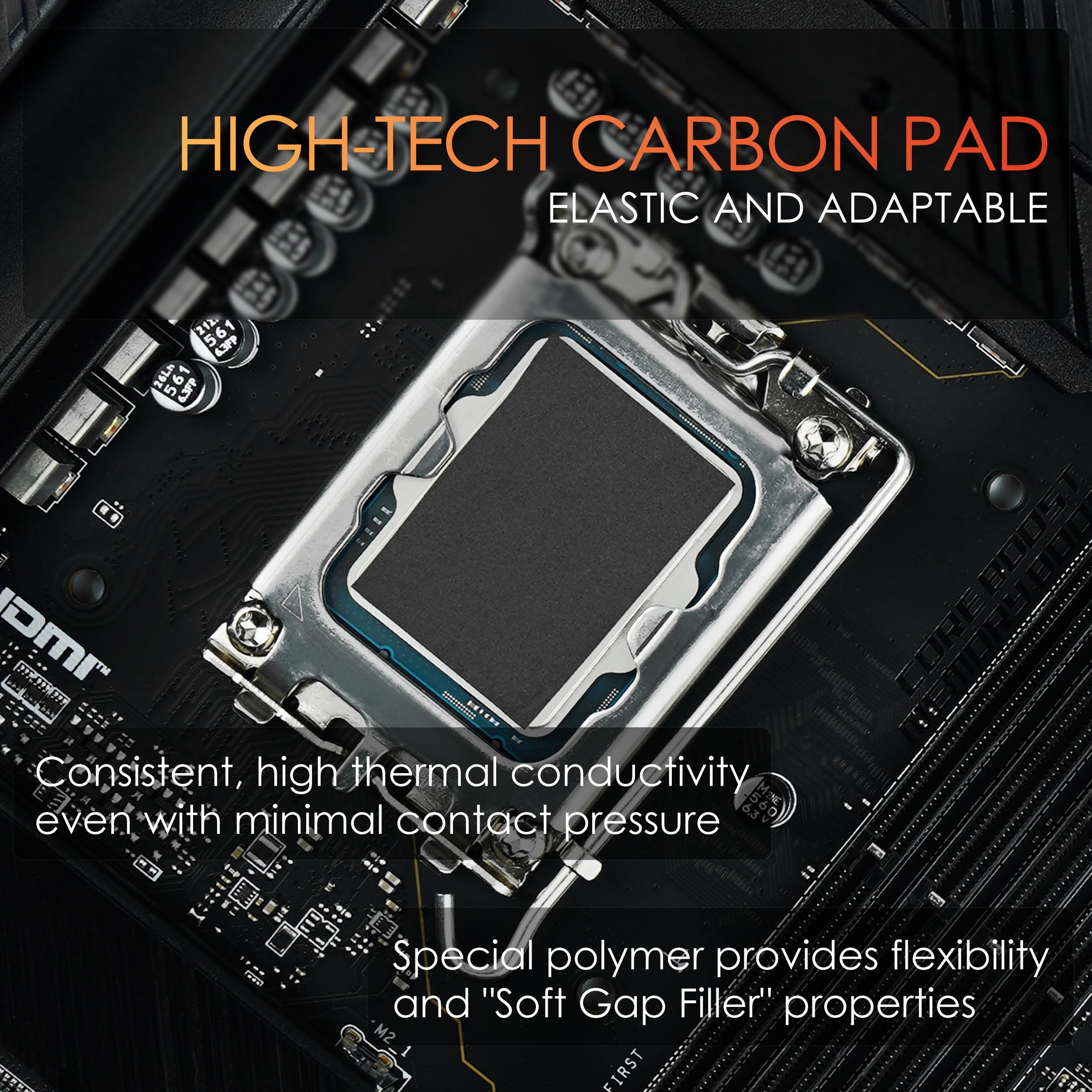 Thermal Grizzly Carbonaut - Carbon Thermal Pad - Non-Adhesive, Flexible and Reusable - Very High Thermal Conductivity - Conducts Electricity